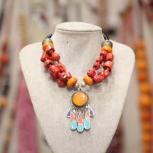 Collier en Corail Naturel, Turquoise & Lapis-Lazuli – Pièce Artisanale