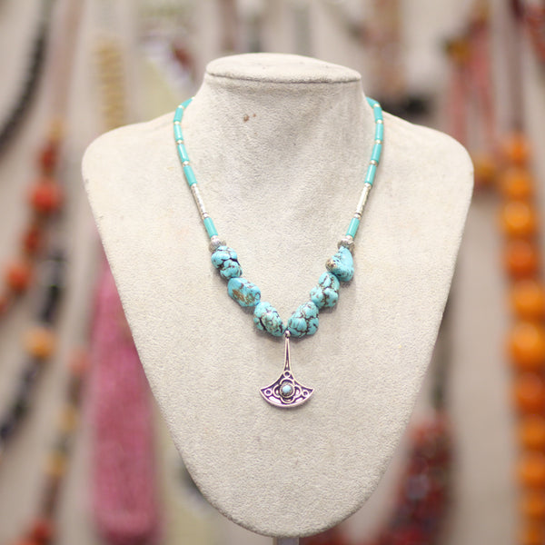 Collier Turquoise Marocain avec Pendentif Artisanal