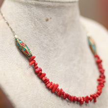 Collier en Corail Naturel et Argent 925 – Détails Turquoise & Corail