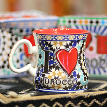 Mug Marocain en Céramique – Tasse “I ❤️ Morocco” aux Motifs Traditionnels