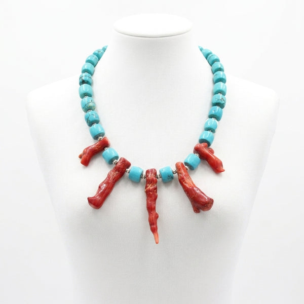 Collier Azur & Corail — Turquoise et Corail Naturels