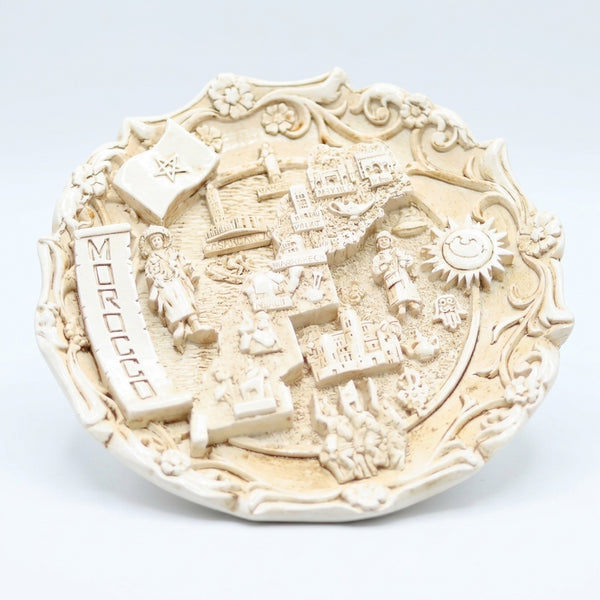 Plat Décoratif Marocain – Assiette Murale avec Support, Motifs du Maroc