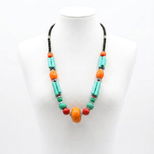 Collier Marocain Artisanal Multicolore – Perles Turquoise, Orange & Vertes