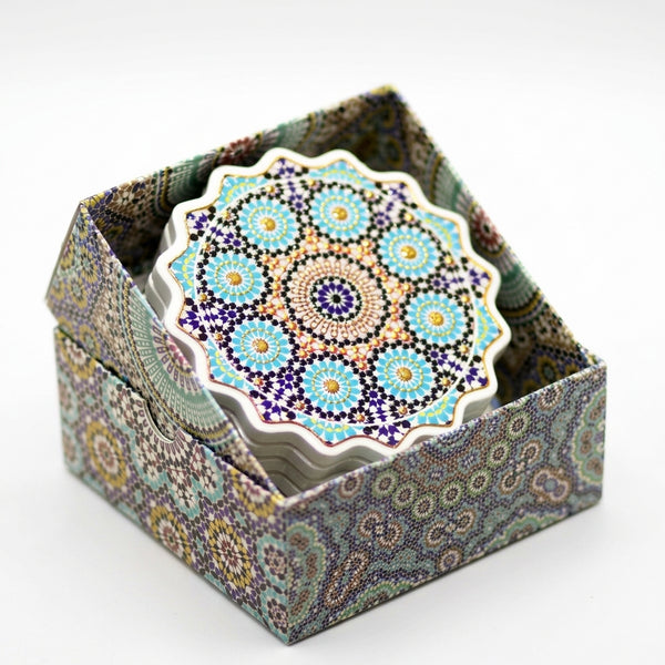 Set de 6 Dessous de Verre Marocains en Céramique – Motifs Mandala & Artisanat Oriental