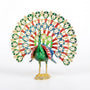 Paon Décoratif Marocain Élégant – Figurine Artisanale Multicolore avec Strass