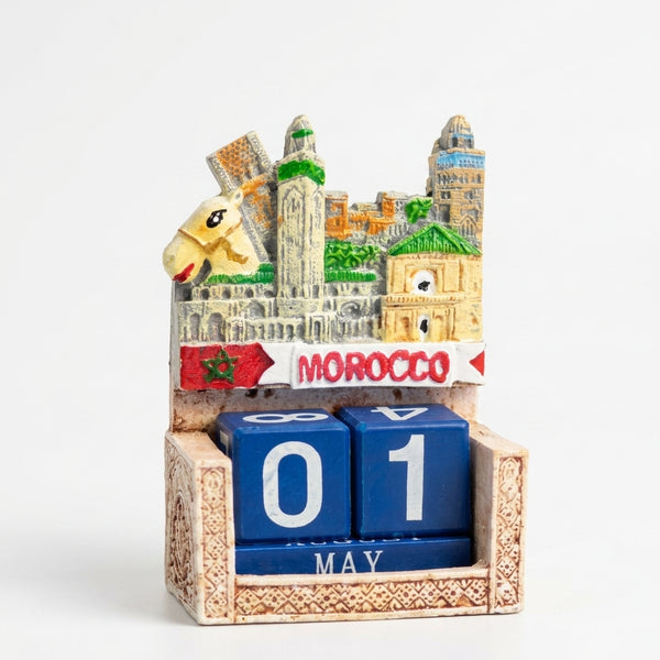 Calendrier Perpétuel Marocain Décoratif – Souvenir du Maroc avec Motifs Traditionnels