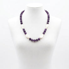 Collier en Améthyste Naturelle & Perles Naturelles – Lilas